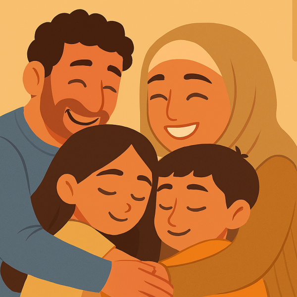 العناق بين أفراد الأسرة.. لغة القلب التي تهدئ النفس وتقوّي الجسد